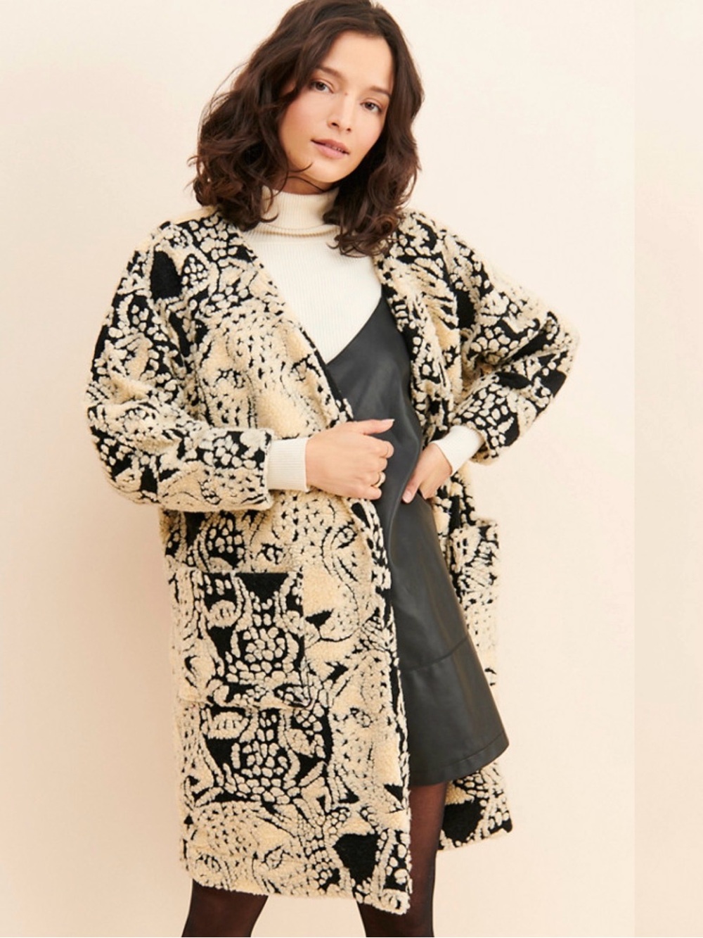 Leopard Fleece Sweater Coat